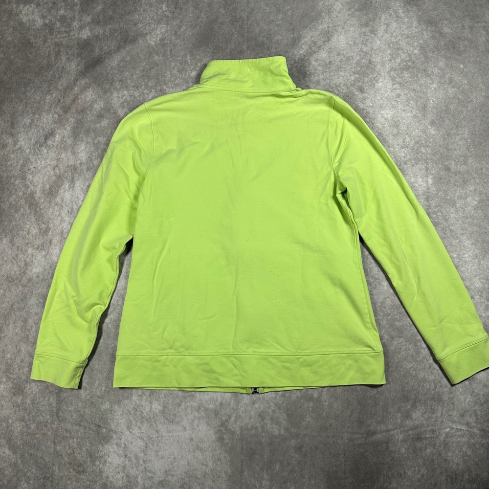 Talbots Womens M Lime Green Full Zip Mock Neck Gingham Trim Jacket Athletic - Picture 2 of 5